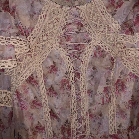 Ivy City Co Floral Lace Midi Dress - Yellow and Pink - Picture 2 of 12